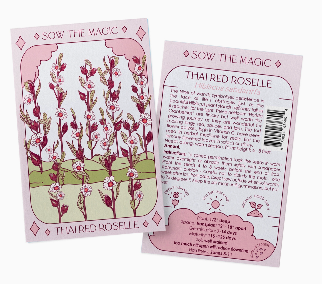 Thai Red Roselle Hibiscus Tarot Garden + Gift Seed Packet